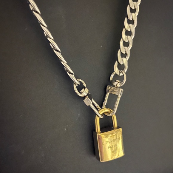 Louis Vuitton Brass Padlock on Cuban Link Chain - Picture 2 of 9